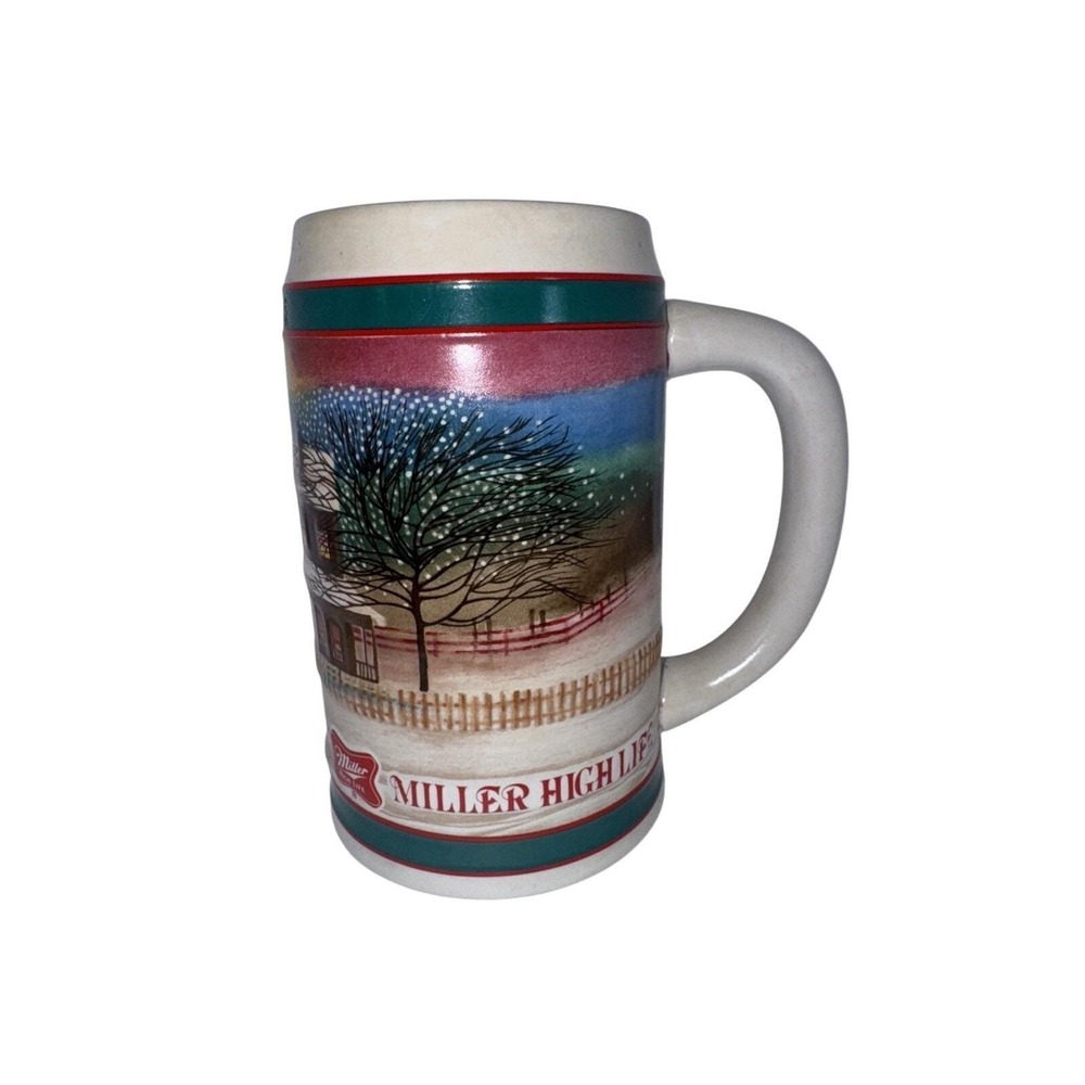 Miller High Life Beer Stein To The Best Holiday Tradition Winter Scene Mug